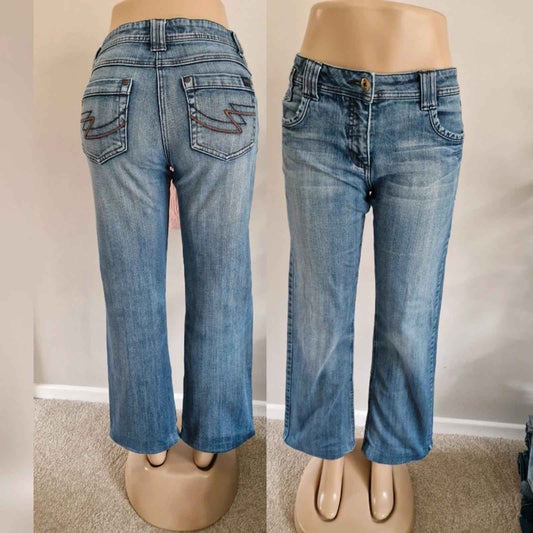 Y2K "Cecil Jeans" Mid Rise Bootcut Festival Grunge Denim Petite Jeans UK 12