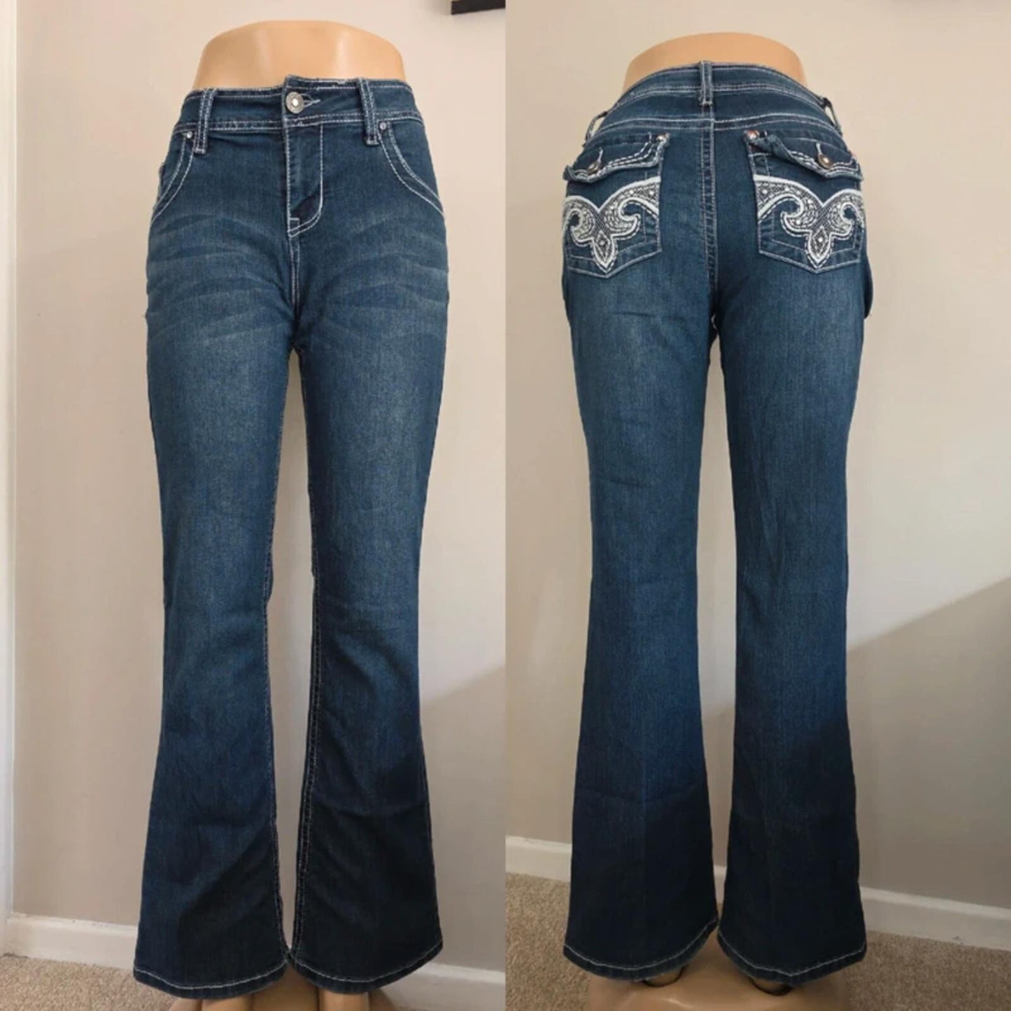 Natural Reflections Mid Rise Blingy Bootcut Vintage Y2K Jeans UK Size 12