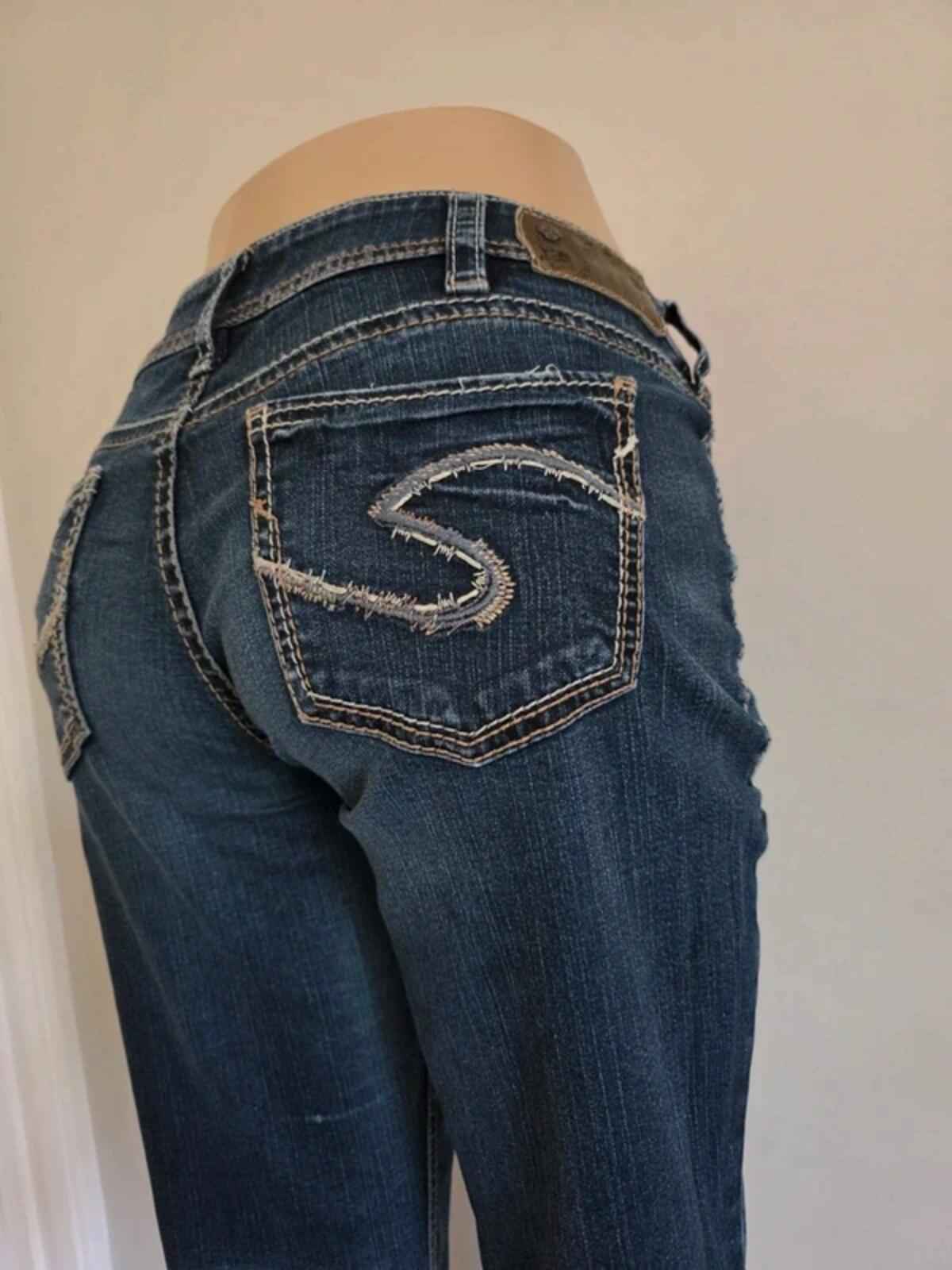 Vintage Y2K Silver Jeans Mid Rise Bootcut Jeans UK Size 14