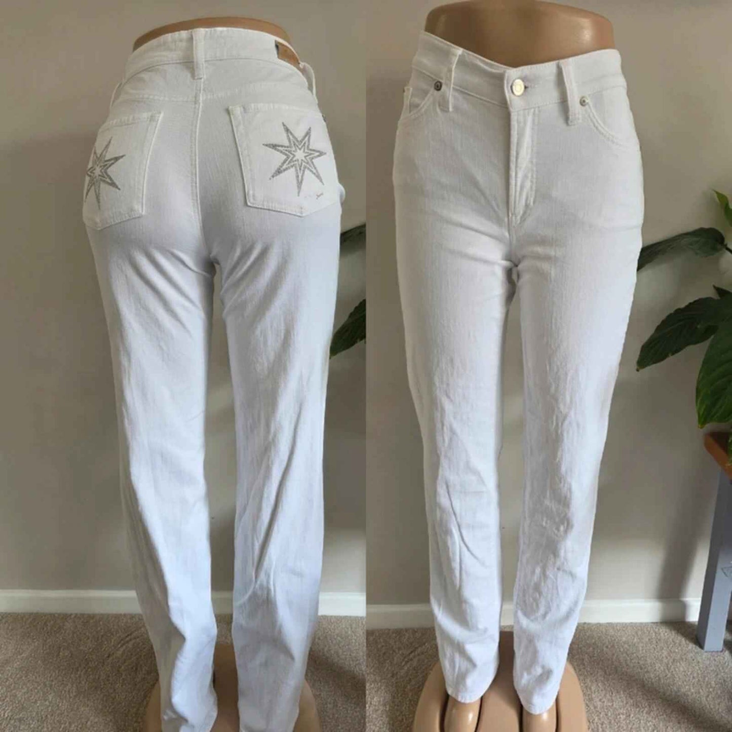 Vintage Y2K Cambio Mid Rise Straight Jeans White UK Size 12 Tall