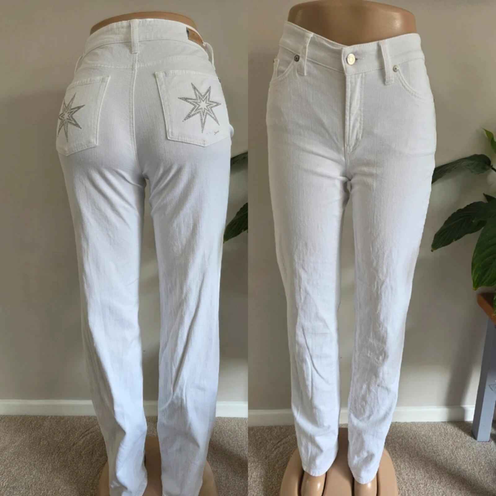 Vintage Y2K Cambio Mid Rise Straight Jeans White UK Size 12 Tall