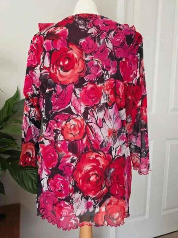 Leonora Made in Italy Floral Mesh Blouse UK Size 18
