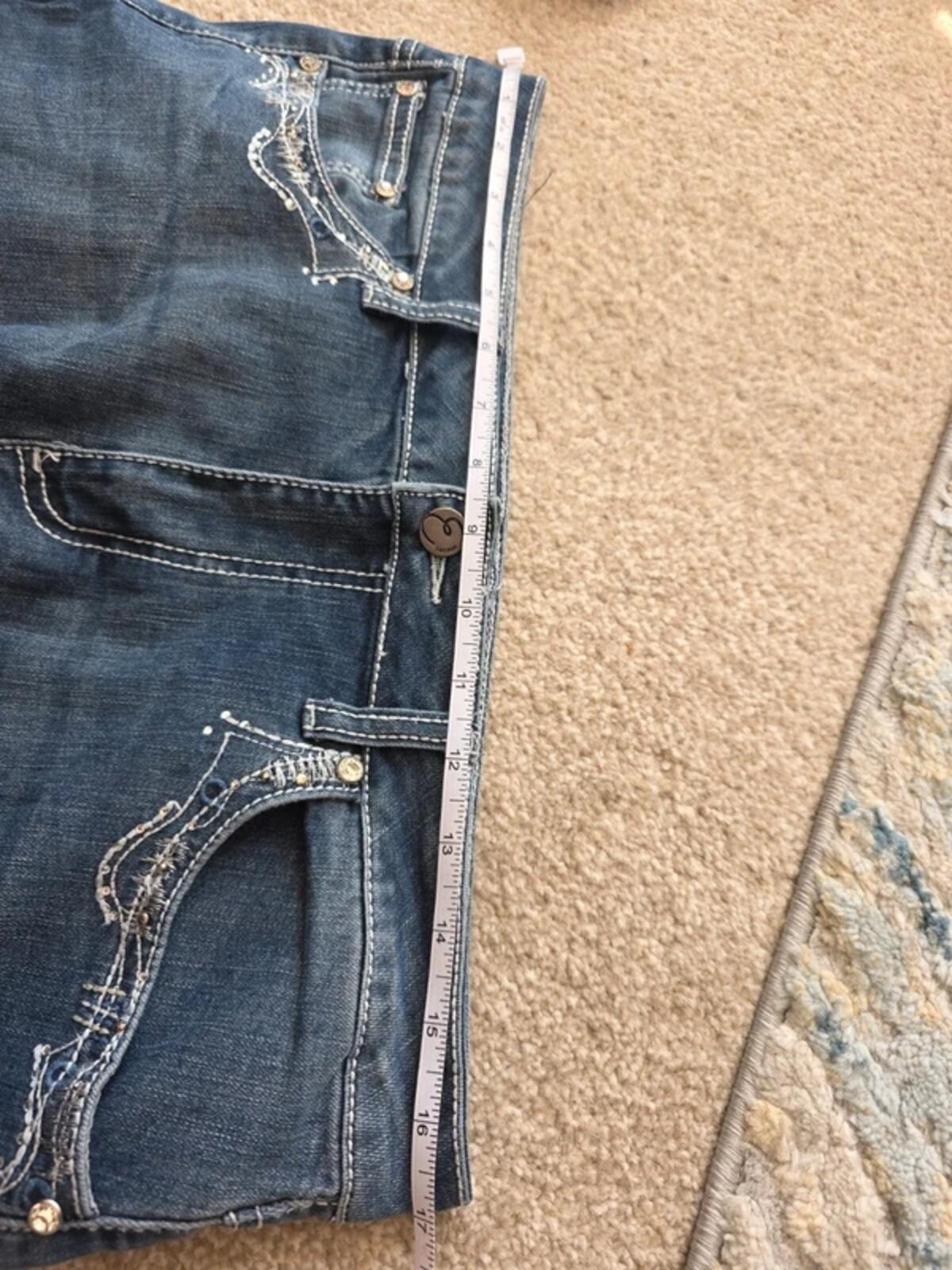 Earl Mid Rise Capri Vintage Y2K Bling Jeans UK Size 14