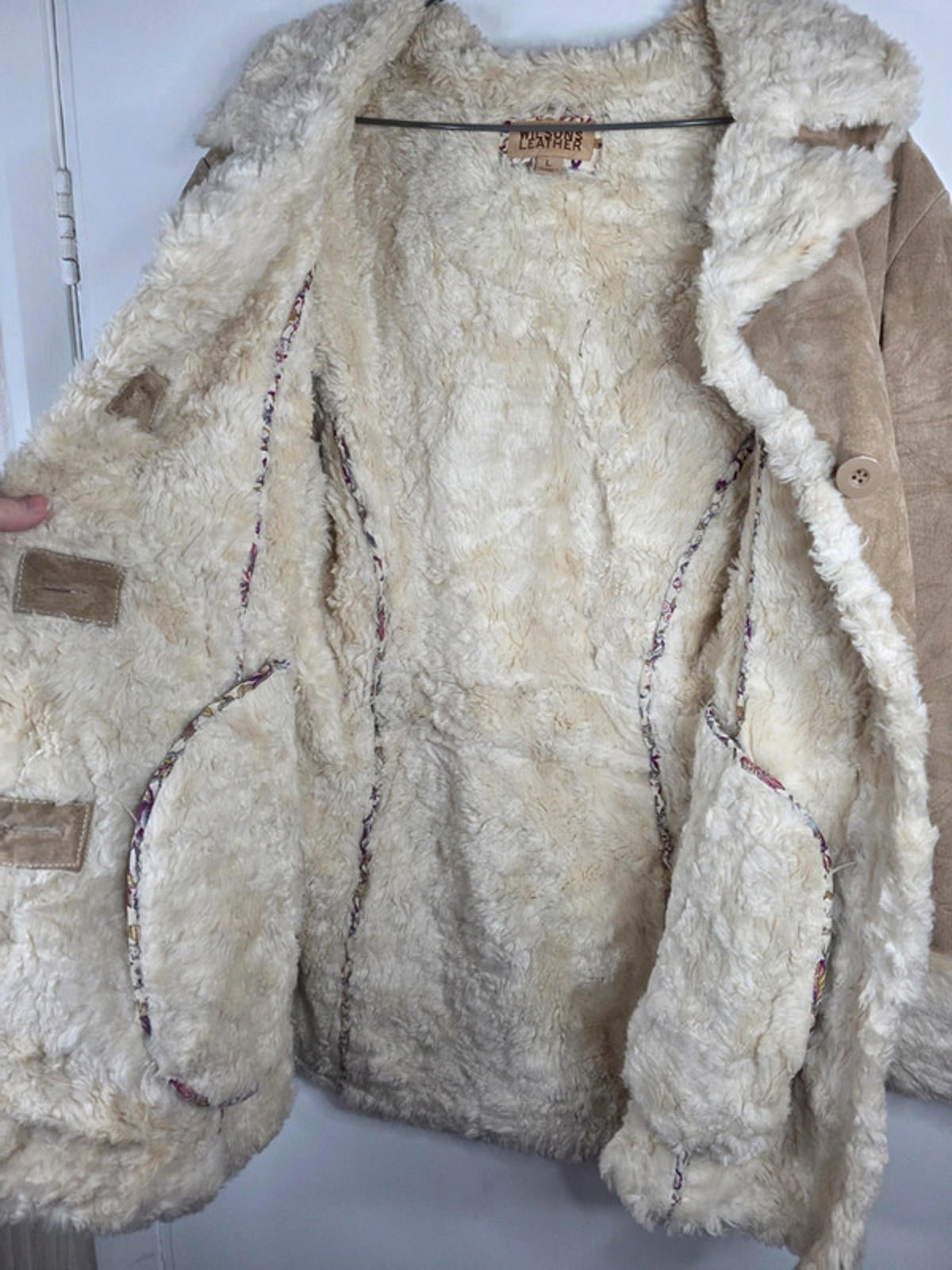 Vintage Y2K Wilsons Leather Faux Shearling Coat UK size 14/16