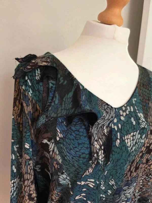 Vintage Y2K Made in Italy Mesh Ruffle Blouse UK Size 12/14