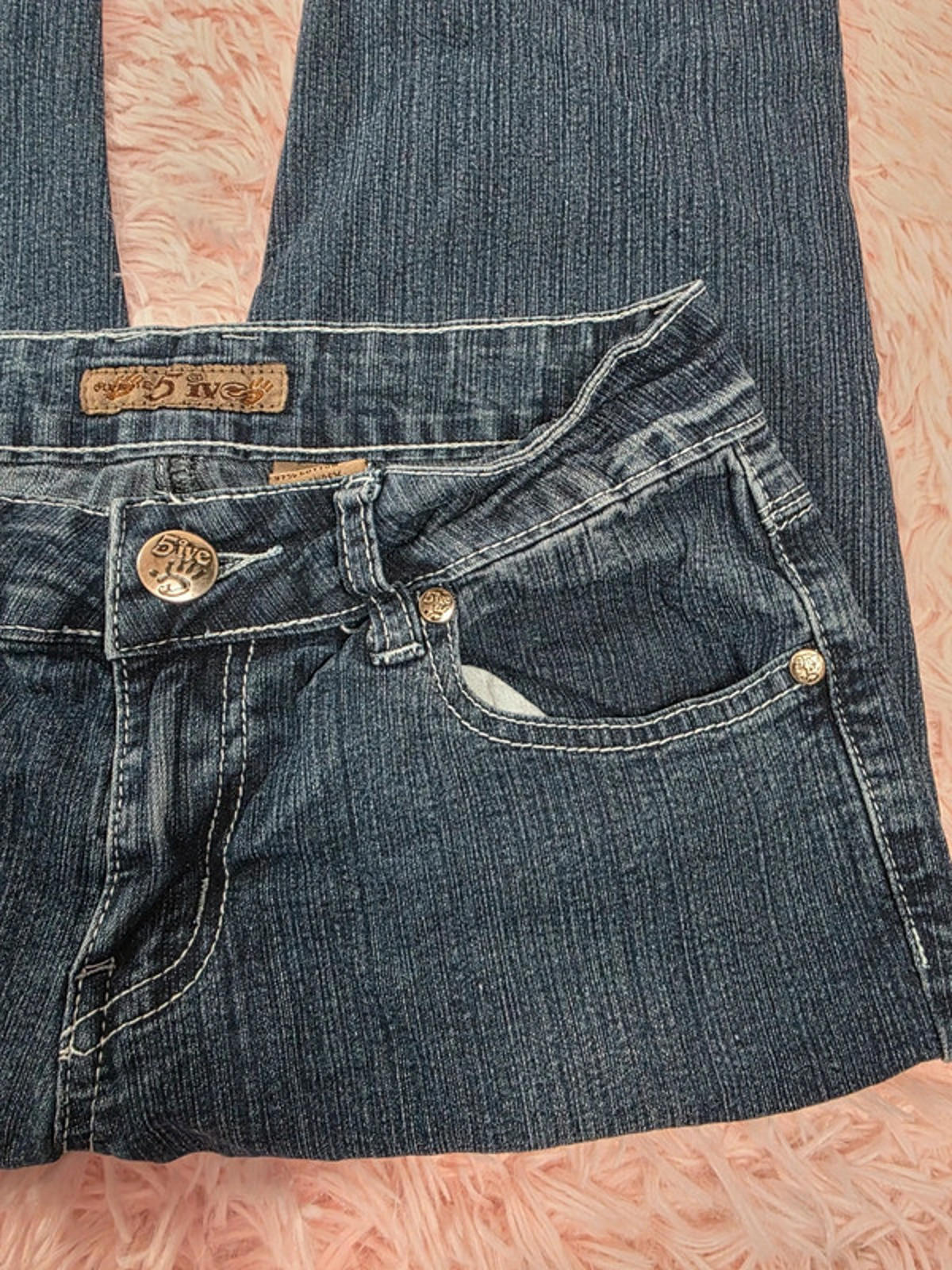 Y2K Give Me 5ive Super Low Rise Bootcut Jeans UK Size 8