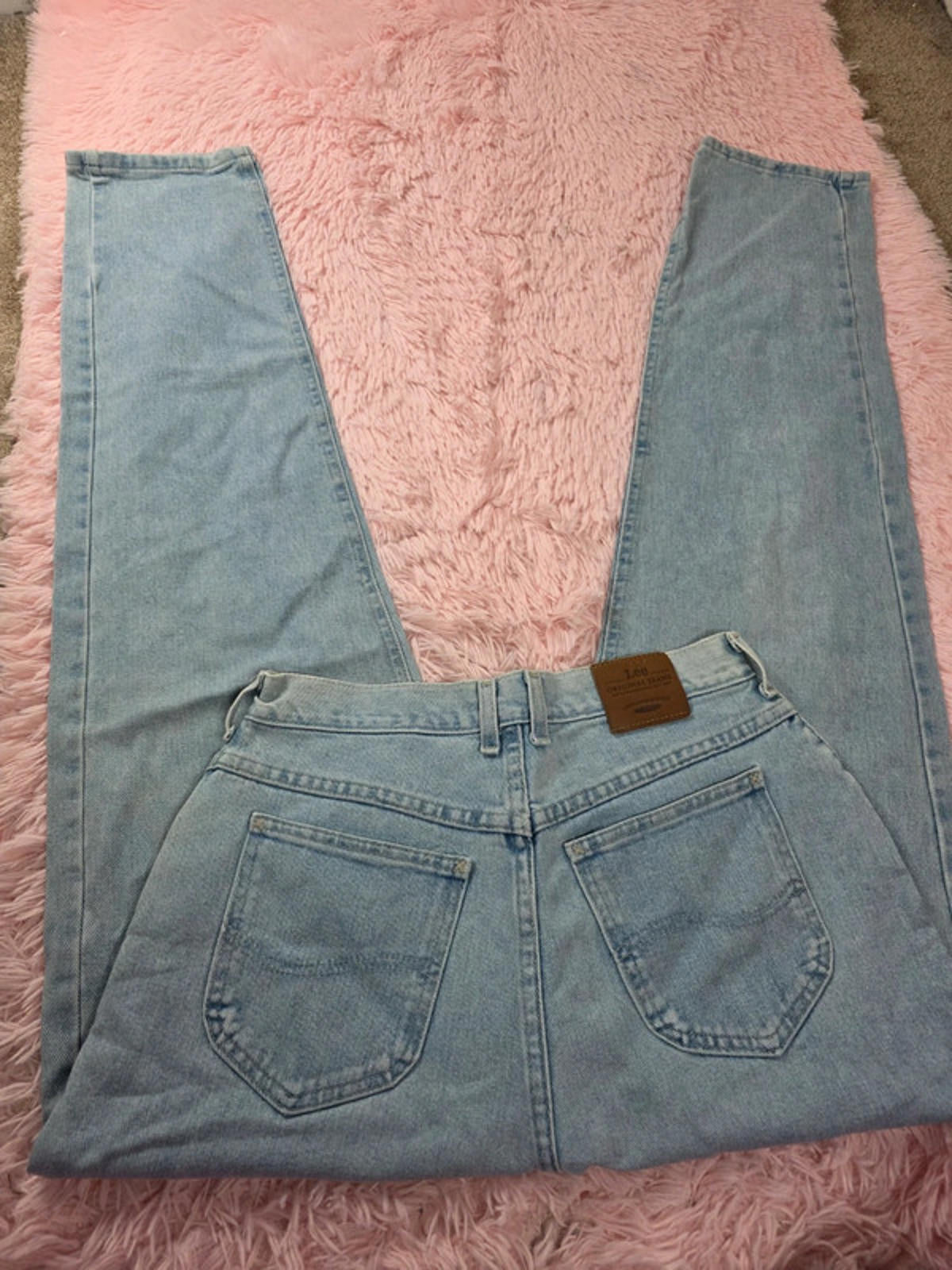 Vintage Y2K Lee Mum Jeans Light Blue Denim UK Size 10 Tall