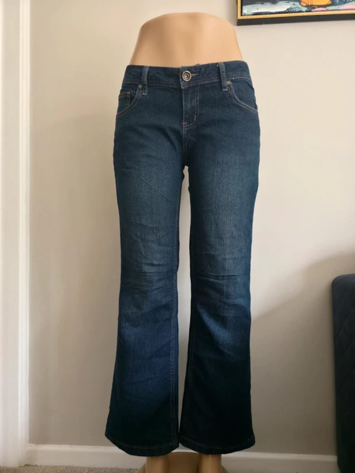 NRJ Vintage Y2K Low Rise Wide Leg Bootcut Jeans UK Size 8/10 Petite