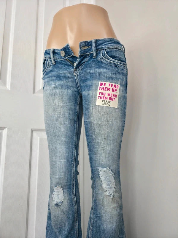 Almost Famous Ultra Low Rise Bootcut Vintage Y2K Jeans UK Size 4/6