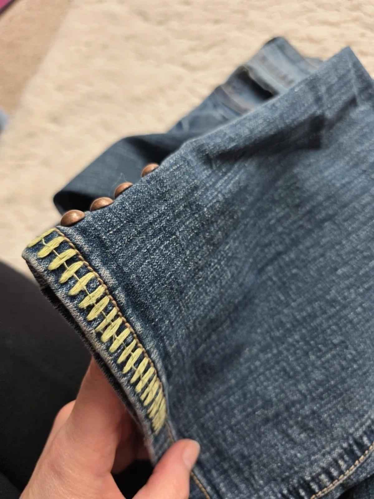 Vintage Y2K Cowgirl Tuff Co Gypsy Mid Rise Bootcut Jeans Western Stitch Detail UK 12