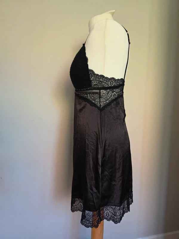 Vintage Y2K Lace Satin Babydoll Nightie UK Size 8