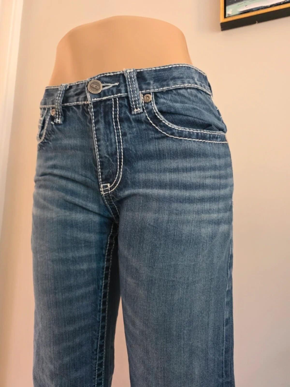 BKE Vintage Y2K Tyler Mid Rise Wide Leg Bootcut Jeans UK Size 8 Petite