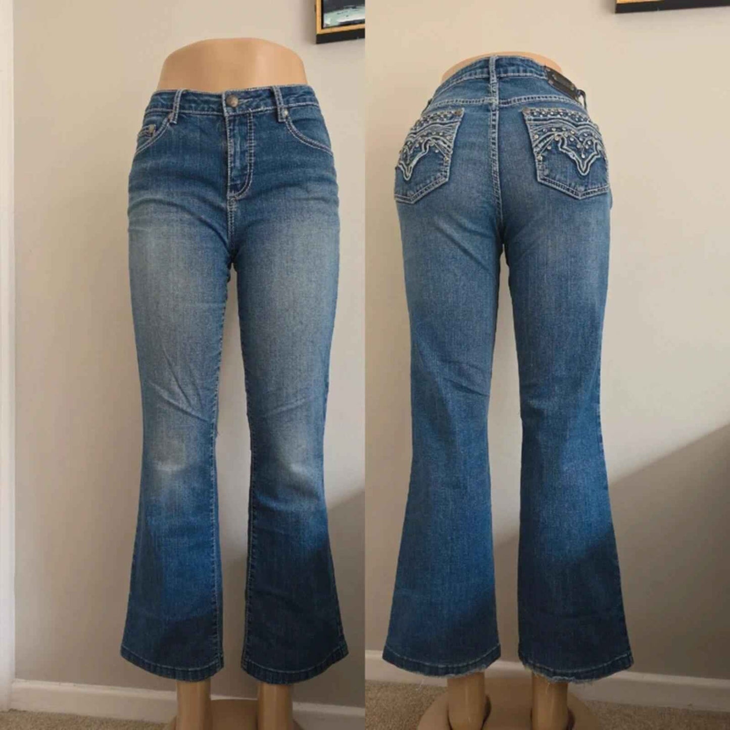 Luxe Mid Rise Bootcut Vintage Y2K Jeans UK Size 8 Petite