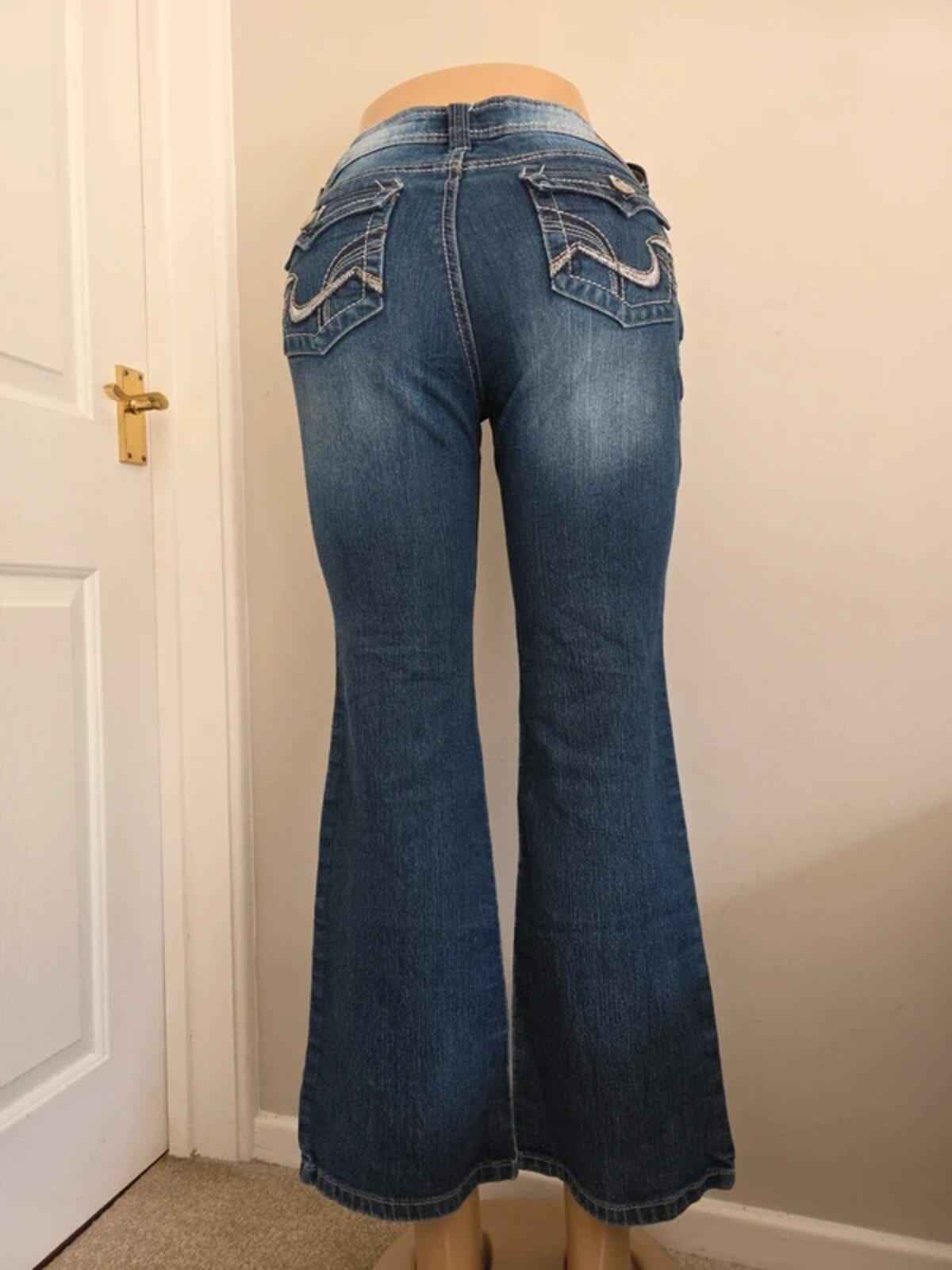 Lei Sophia Mid Rise Flared Vintage Y2K Jeans UK Size 10 Petite