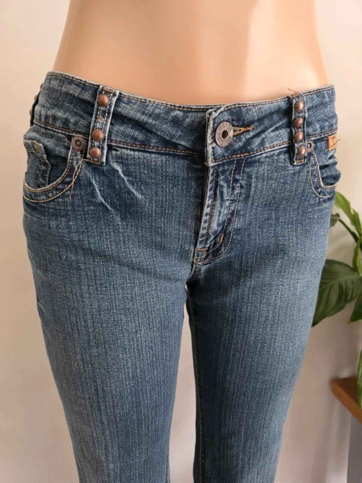 Vintage Y2K Cowgirl Tuff Co Gypsy Mid Rise Bootcut Jeans Western Stitch Detail UK 12