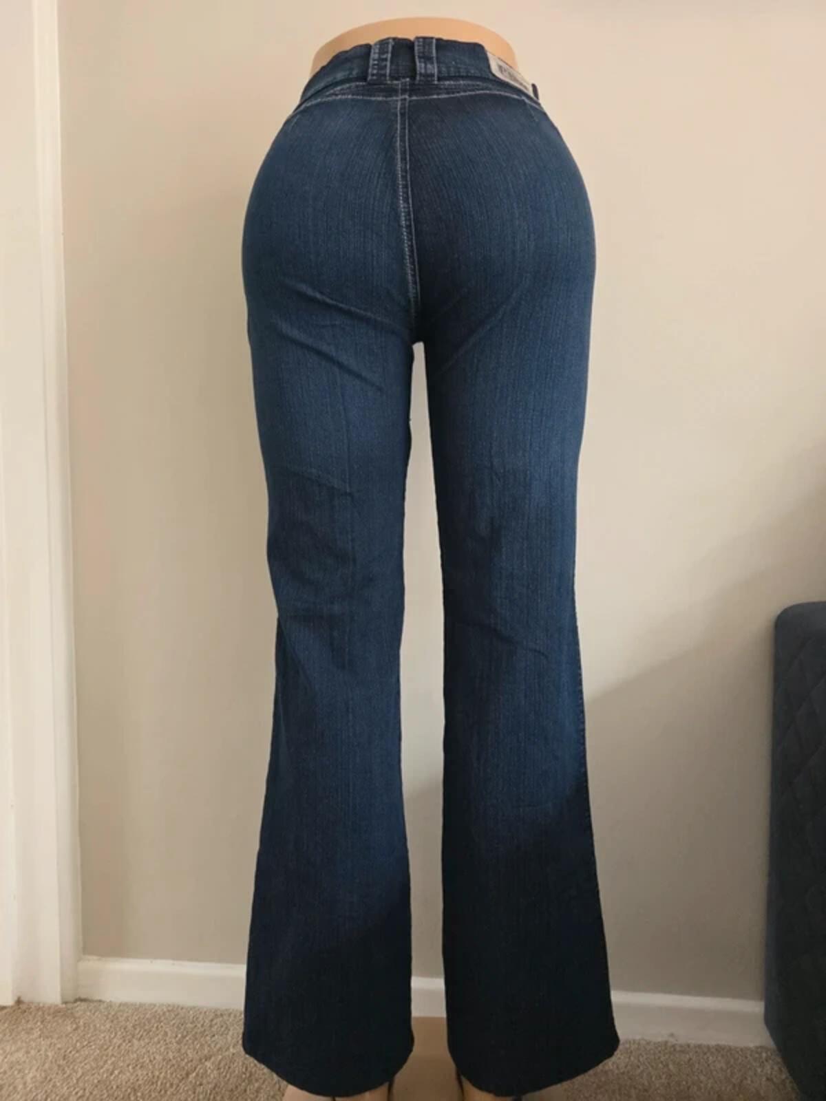 PNK Vintage Y2K Petite Mid Rise Wide Bootcut Jeans UK Size 12