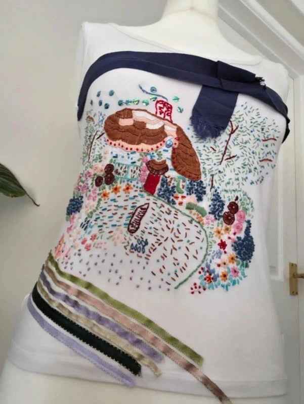 Compagnia Italiana Embroidered Art Top UK Size 10