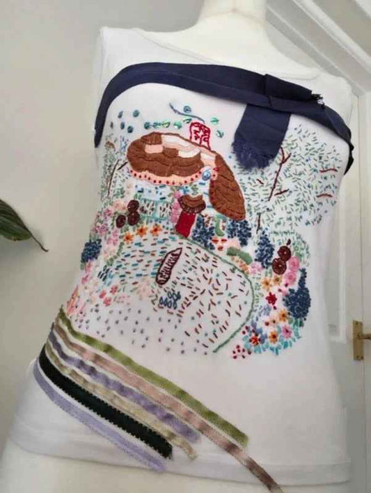 Compagnia Italiana Embroidered Art Top UK Size 10