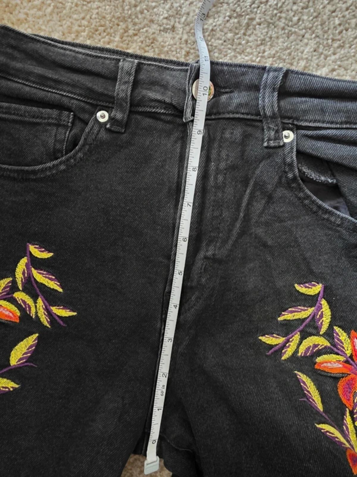 H&M Vintage Y2K High Rise Embroidered Jeans UK Size 6 Petite