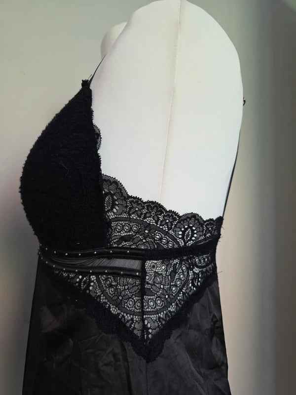Vintage Y2K Lace Satin Babydoll Nightie UK Size 8