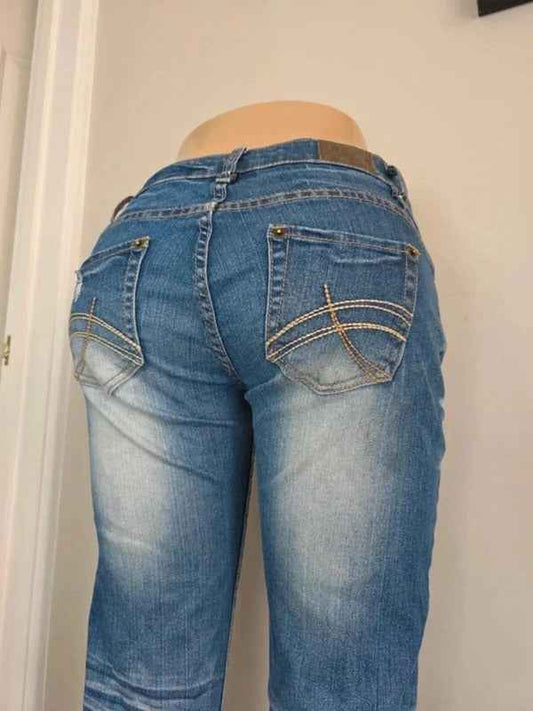 Two Days Later Ultra Low Rise Straight Vintage Y2K Jeans UK Size 8 Tall