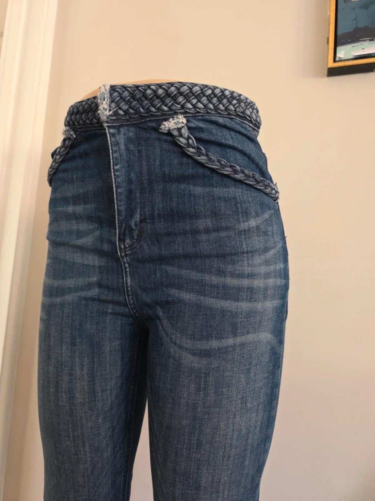 Never Denim High Rise Flared Vintage Y2K Jeans UK Size 8 tall