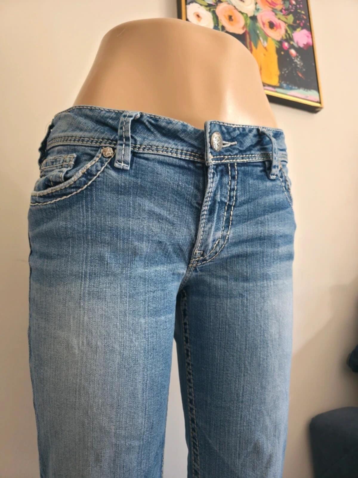 Silver Mid Rise Bootcut Vintage Y2K Jeans UK Size 10/12 Petite
