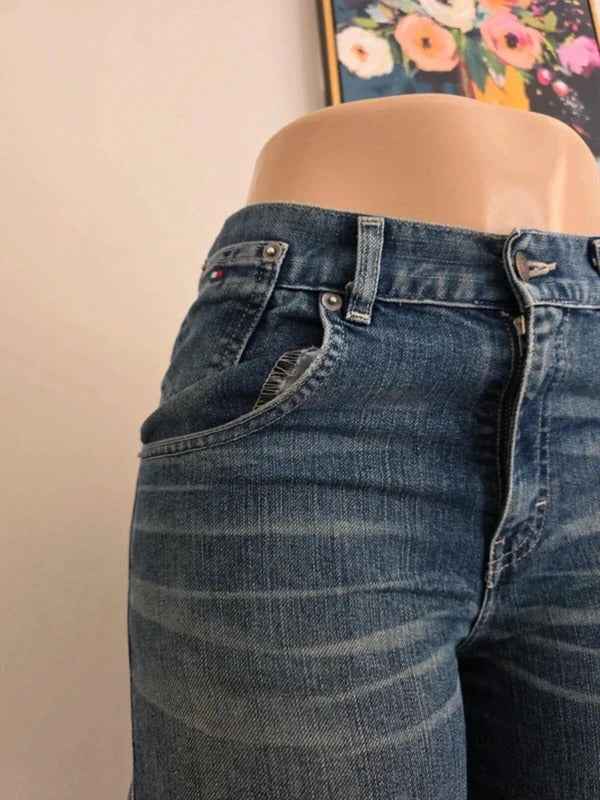 Vintage Y2K Tommy Hilfiger High Rise Wide Leg Jeans UK Size 10 Petite