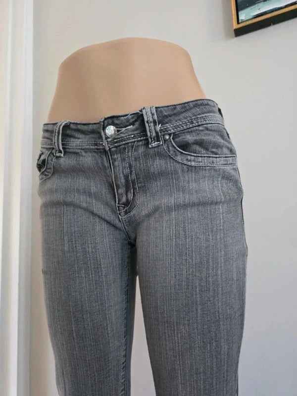 Red Rivet Low Rise Straight Slim Vintage Y2K Jeans UK Size 10