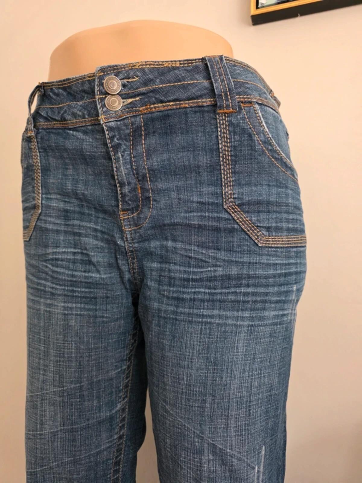 Hydraulic Vintage Y2K Mid Rise Flared Capri Convertible Jeans UK Size 18 Petite