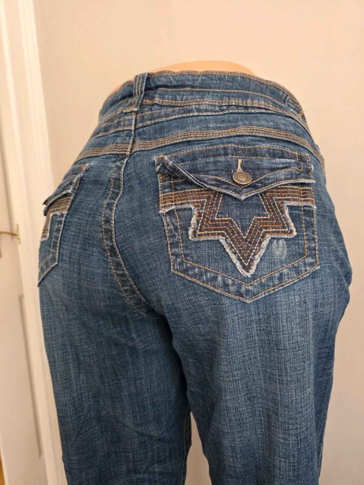 Hydraulic Vintage Y2K Mid Rise Flared Capri Convertible Jeans UK Size 18 Petite