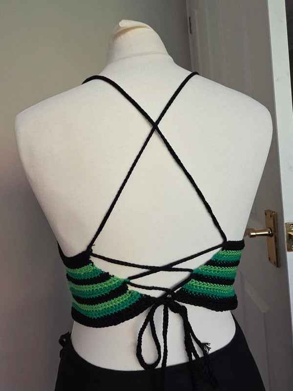 Crochet Festival Halter Crop Top UK Size 8