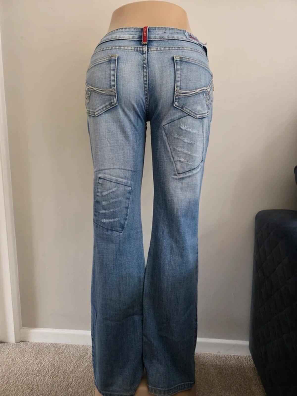 Vintage Y2K 2 Elles Low Rise Flared Jeans UK Size 12 Tall
