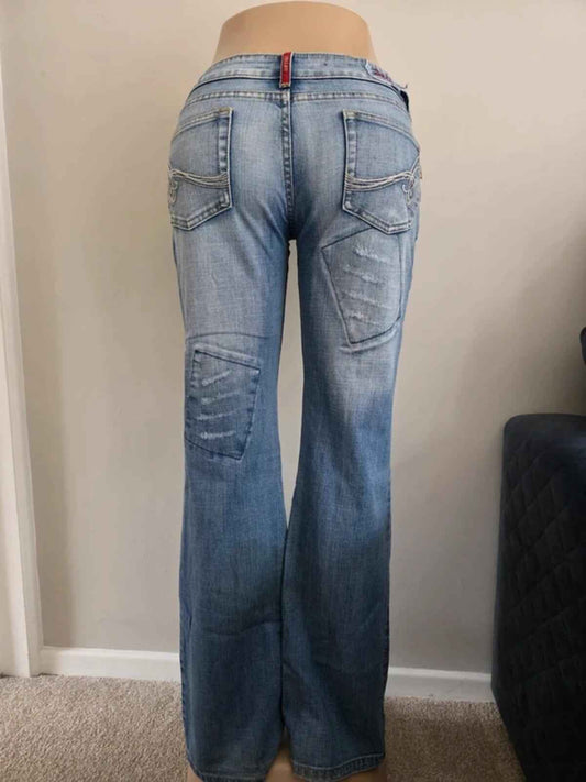 Vintage Y2K 2 Elles Low Rise Flared Jeans UK Size 12 Tall