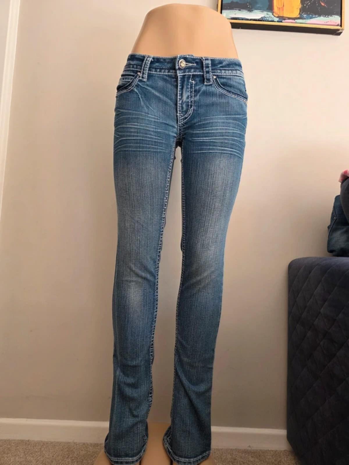 Vintage Y2K Hydraulic Low Rise Micro Bootcut Jeans UK Size 8 tall