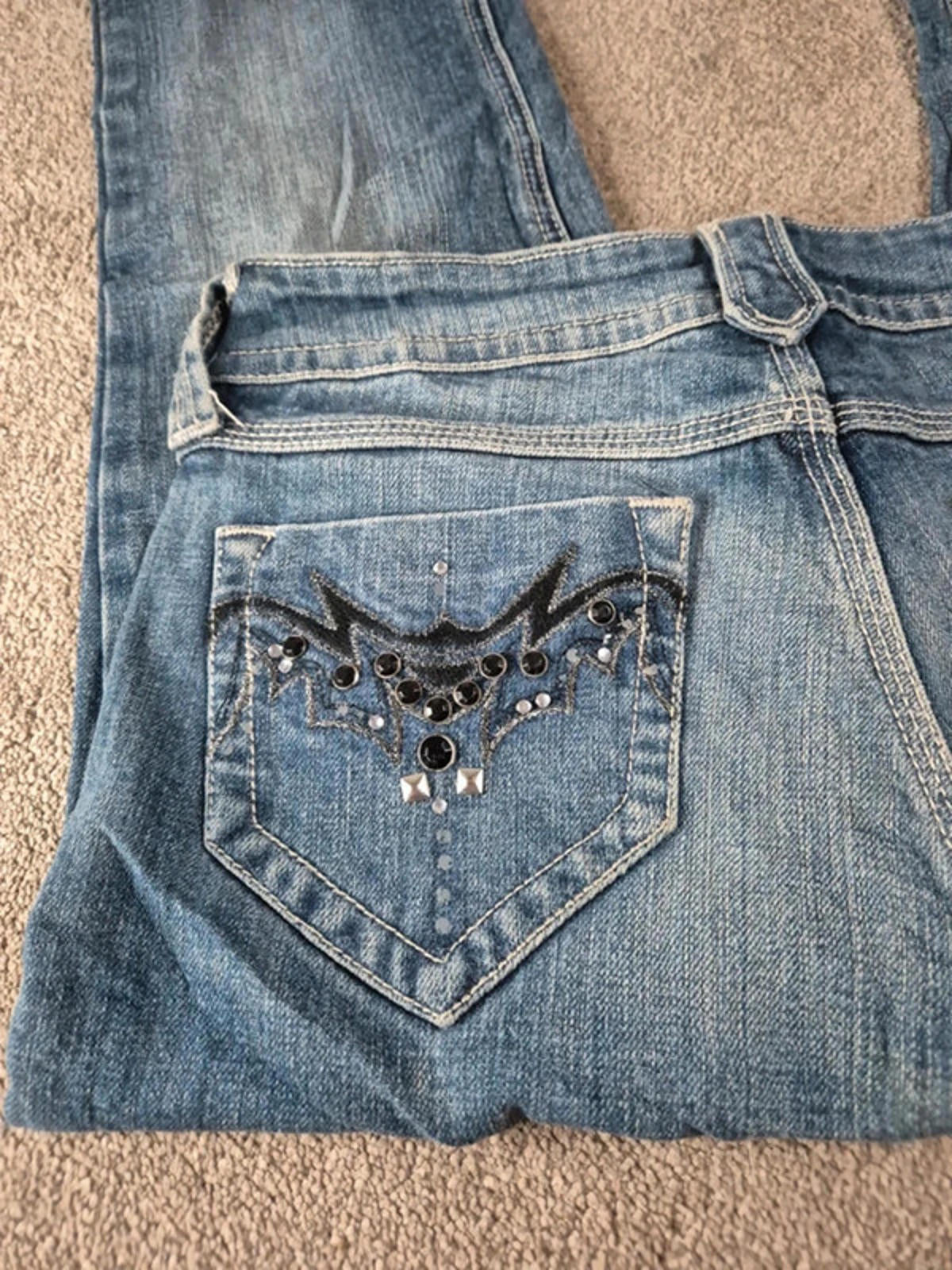 Vintage Y2K Rhinestone Low Rise straight Jeans – UK 10/12