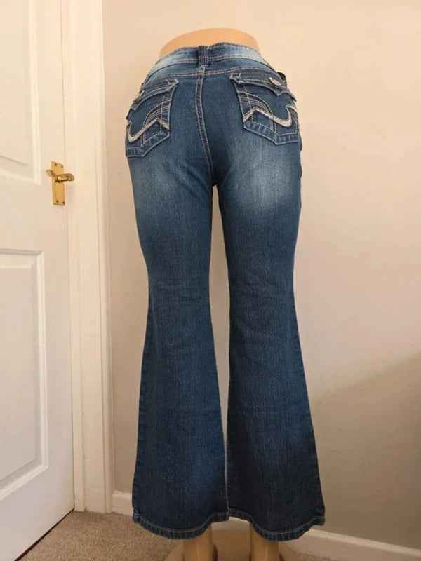 Lei Sophia Mid Rise Flared Vintage Y2K Jeans UK Size 10 Petite