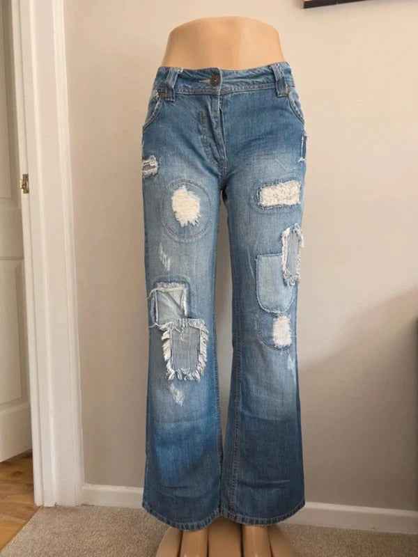 Next Vintage Y2K Mid Rise Relaxed Wide Leg Jeans UK Size 12