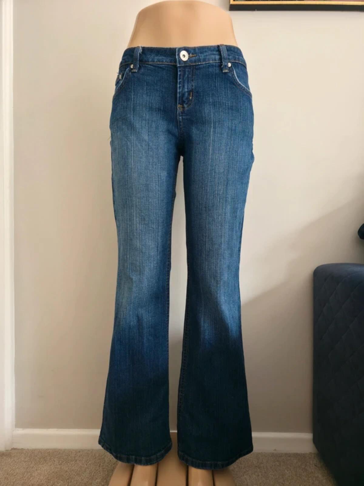 L.e.i Low Rise Relaxed Flared Vintage Y2K Jeans UK Size 12/14