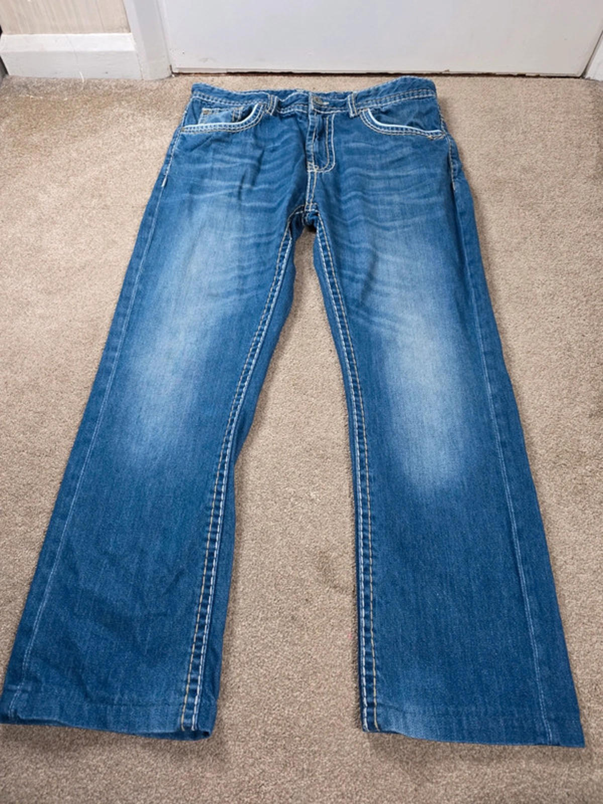 Vintage Y2K Denim 1982 Mid Rise Straight Jeans UK Size 14 Petite