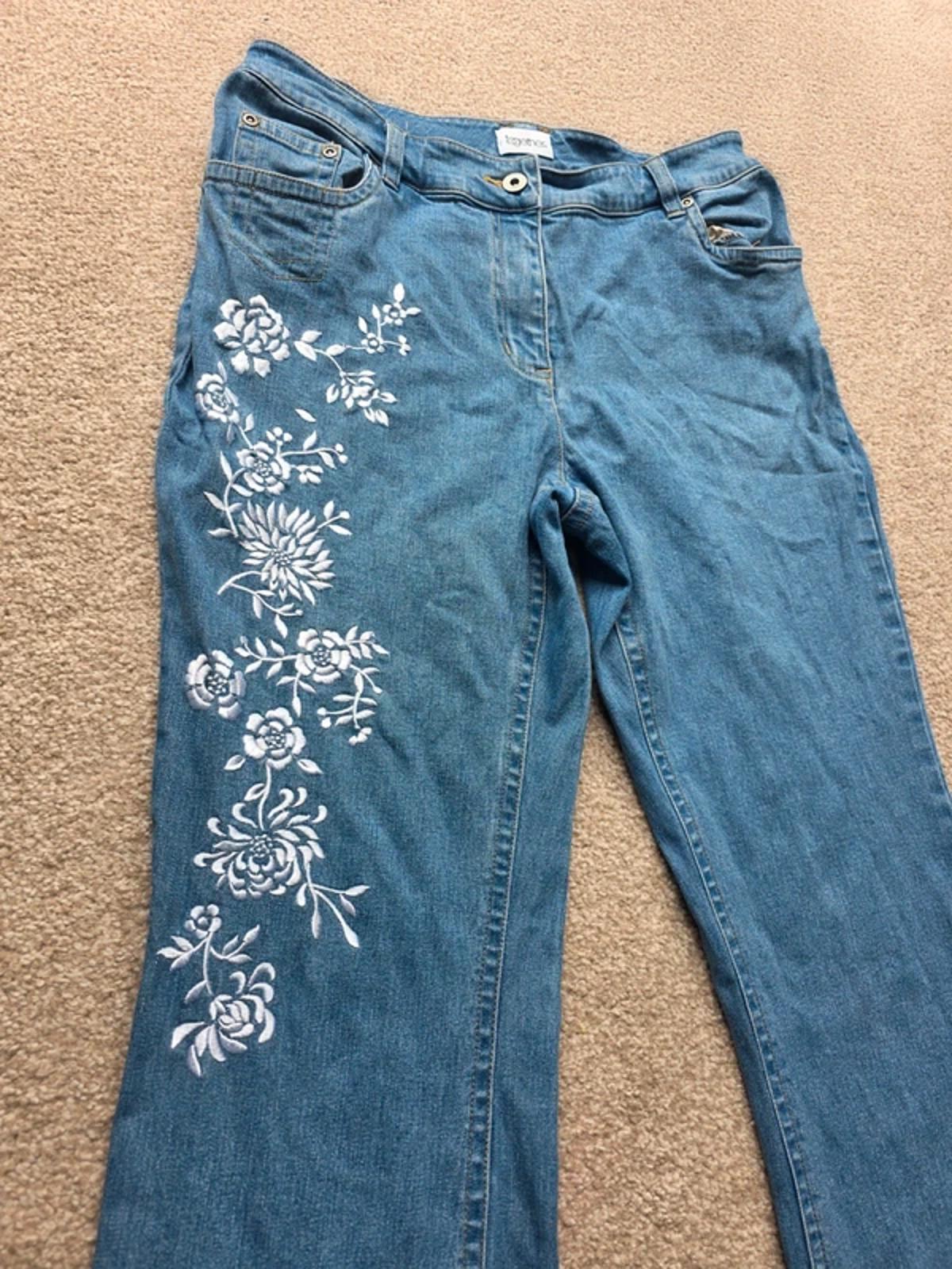 Vintage Y2K Together Mid Rise Embroidered Bootcut Jeans UK Size 12