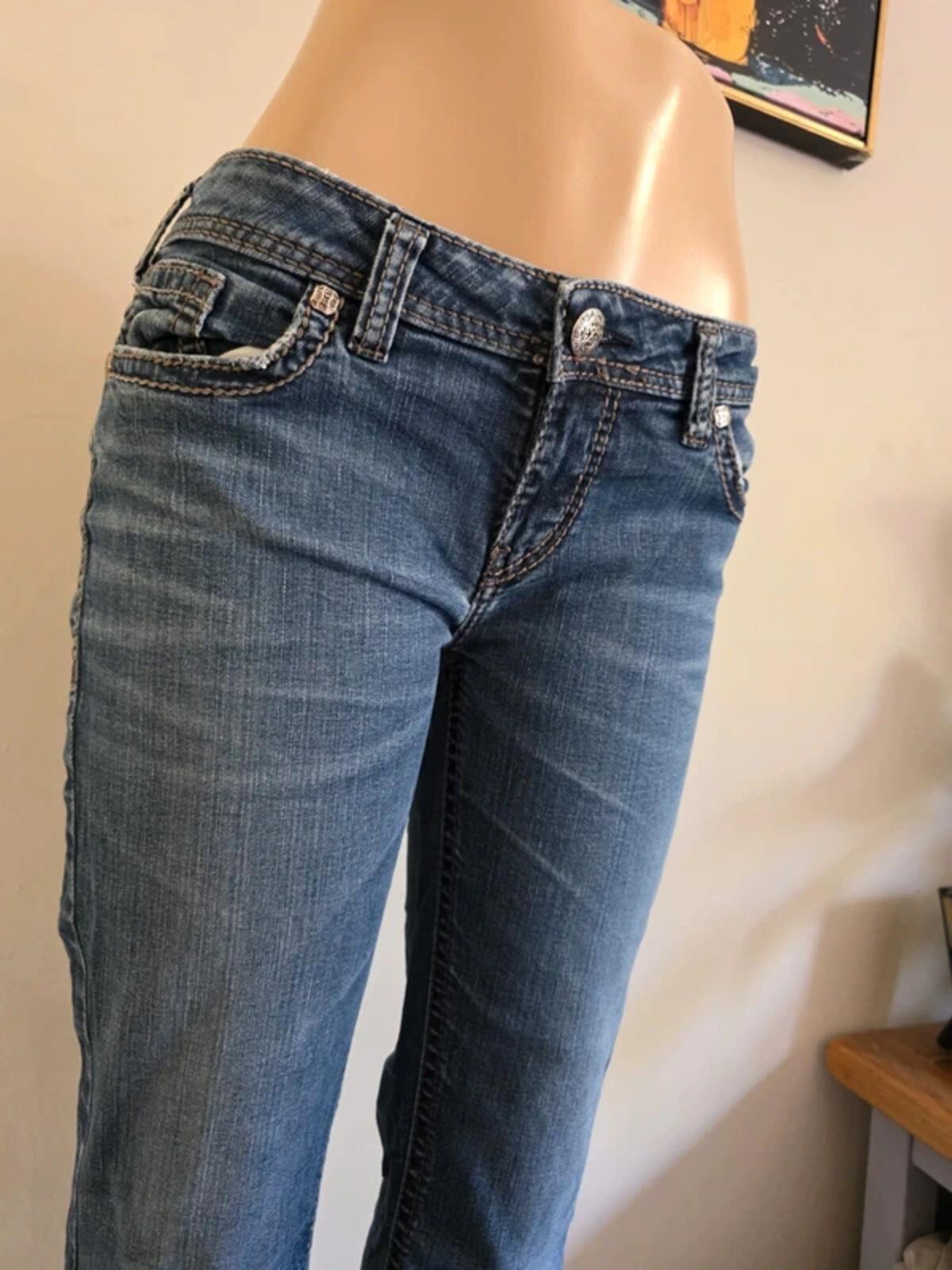 Vintage Y2K Silver Jeans Low Rise Bootcut Jeans UK Size 12 Petite