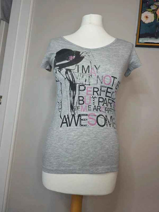 Kocca Italian Brand Graphic Slogan Fitted Top UK Size 6/8 Vintage Y2K