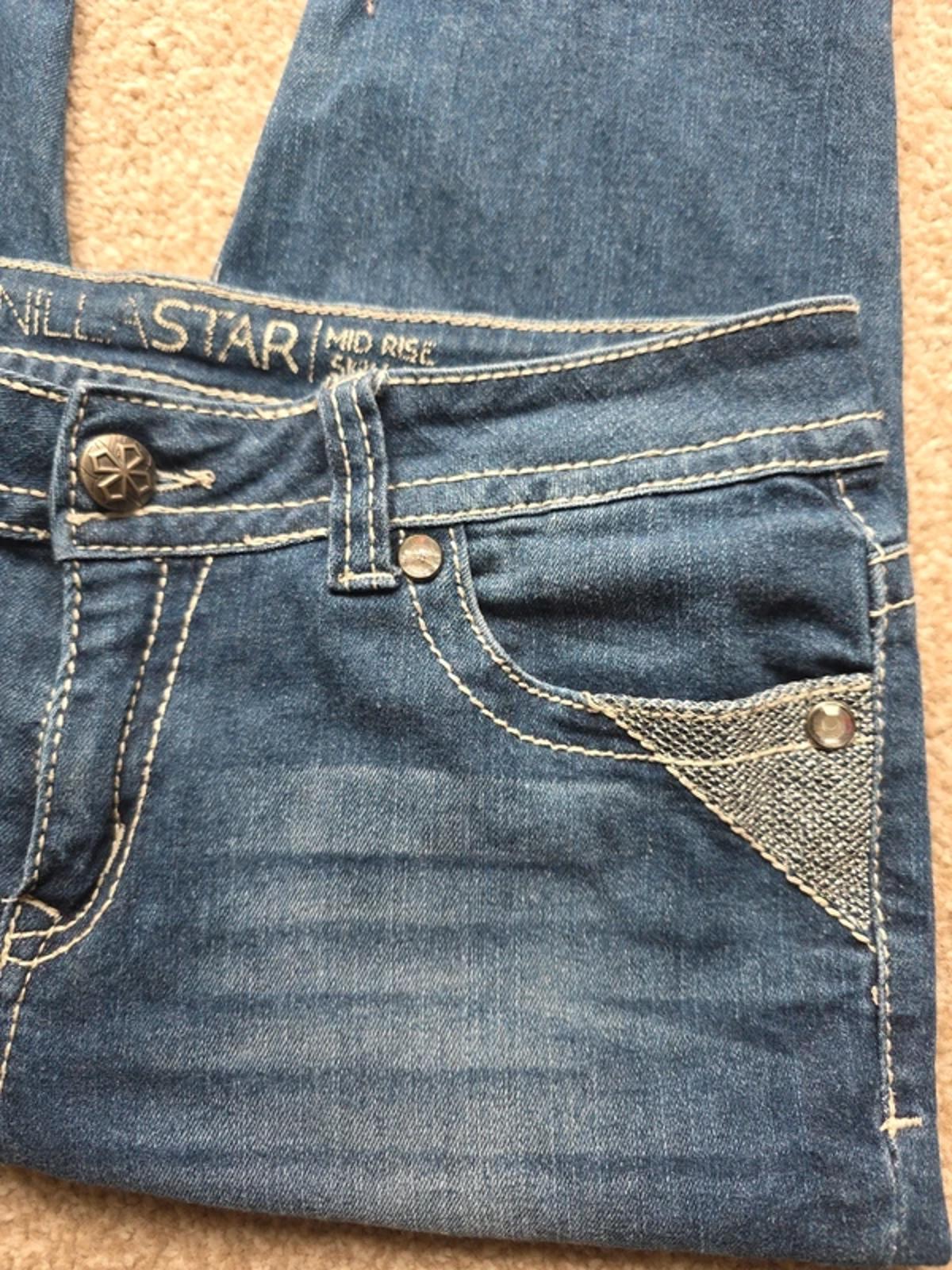 Vintage Y2K Vanilla Star Mid Rise Skinny Jeans UK Size 12