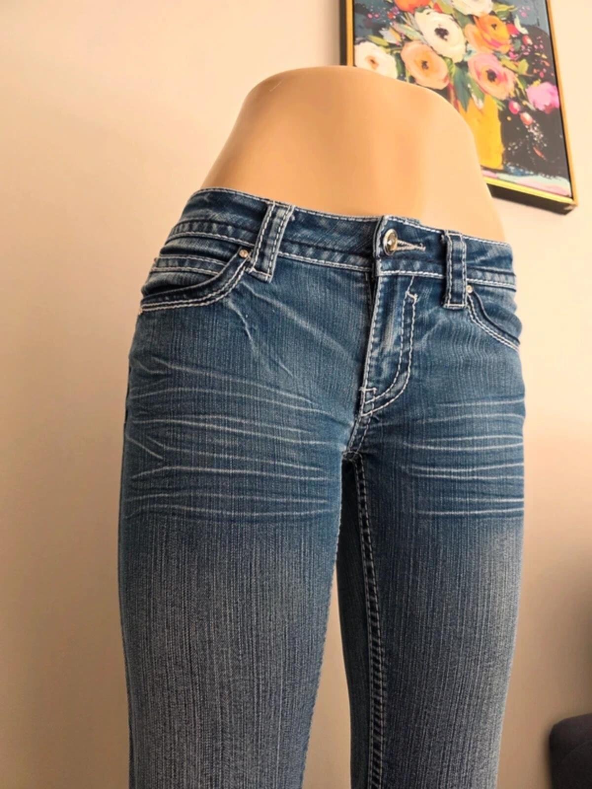 Vintage Y2K Hydraulic Low Rise Micro Bootcut Jeans UK Size 8 tall