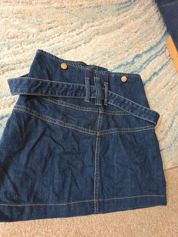 Anyone High Waisted Denim Mini Skirt with Belt UK Size 6