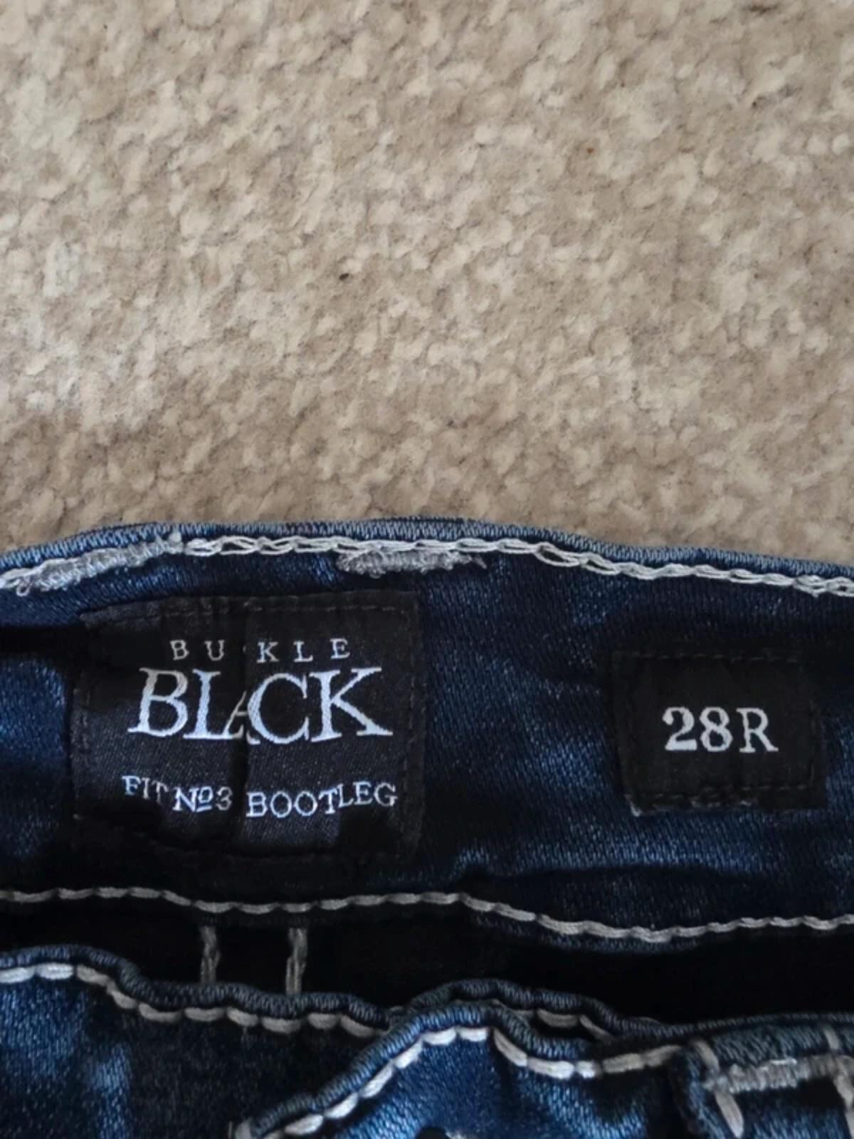 Buckle Black Vintage Y2K Low Mid Rise Bootcut Jeans UK Size 8