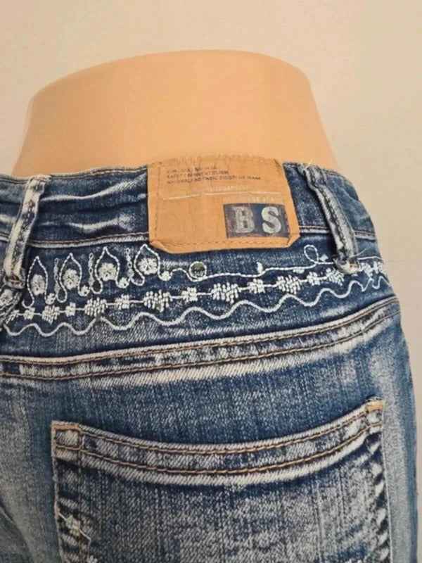 Big Spade Mid Rise Wide Leg Bootcut Vintage Y2K Jeans UK Size 8 Tall