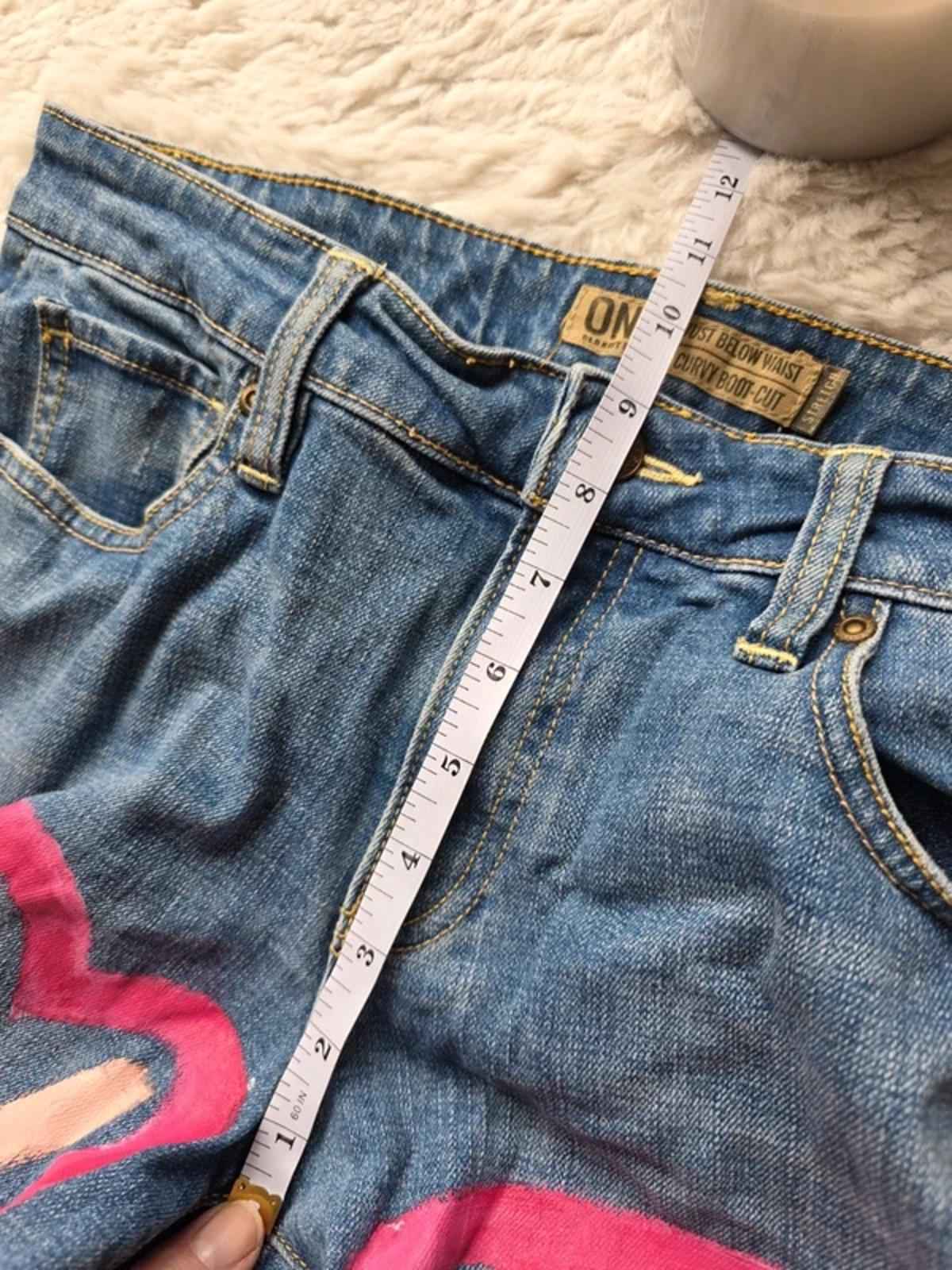 Vintage Y2K Old Navy Mid Rise Bootcut Abstract Festival Grunge Jeans UK 12