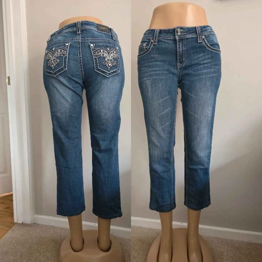 ZCO Jeans Mid Rise Capri Vintage Y2K Jeans UK Size 14
